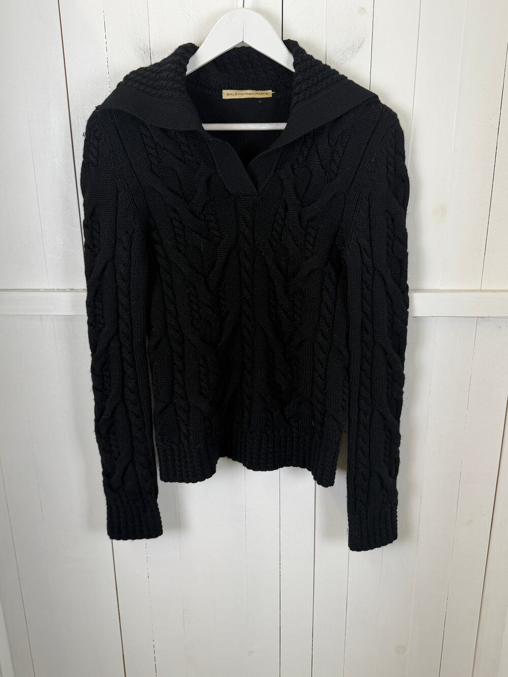Balenciaga Paris Wool Pullover Sweater Black Size 40